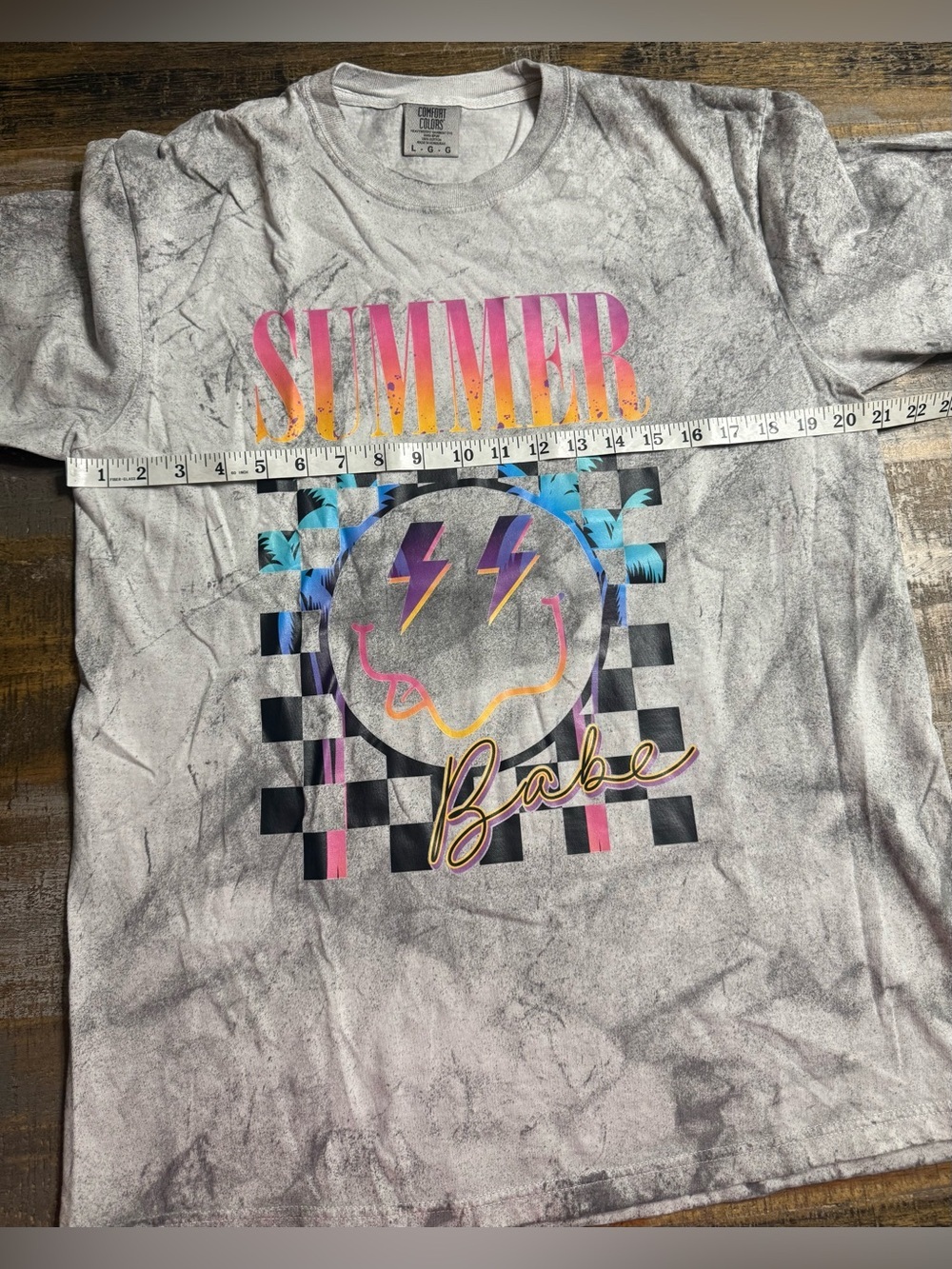Comfort Colors Gray Color blast 'Summer Babe' Graphic Tee with Neon Accents - Picture 5 of 6